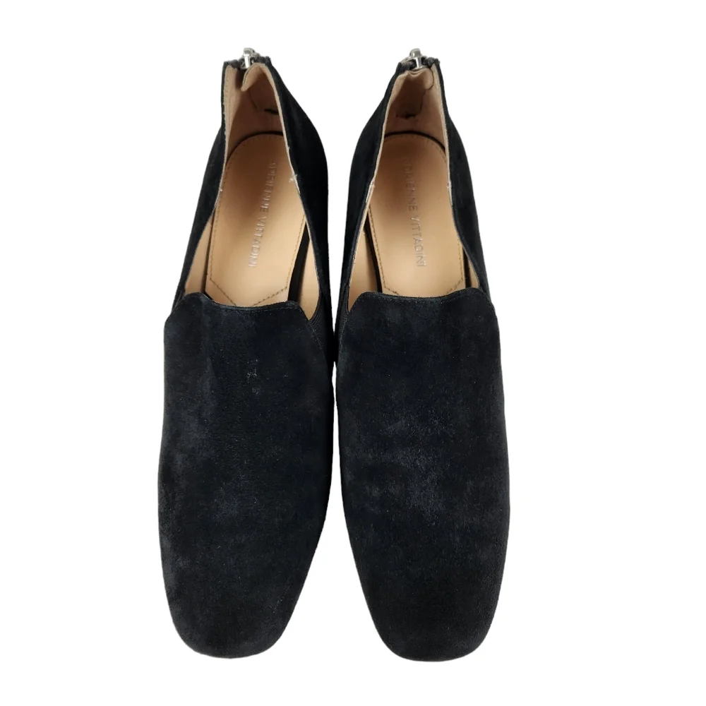 Adrienne Vittadini Lave Black Suede Leather Shootie Heeled Shoes Women's Size 10